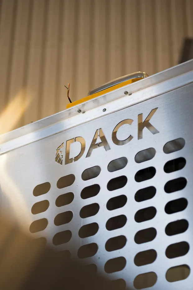 Laser-cut Dack aluminium headboard on a traffic management build