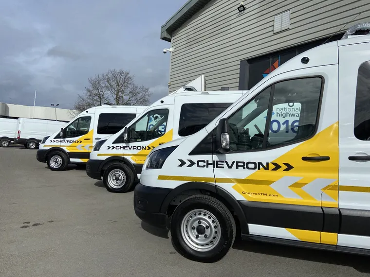 Close-up of Chevron livery on the EMCC vehicles